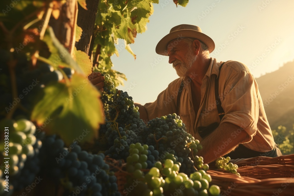 farmer in vineyard, Generative AI