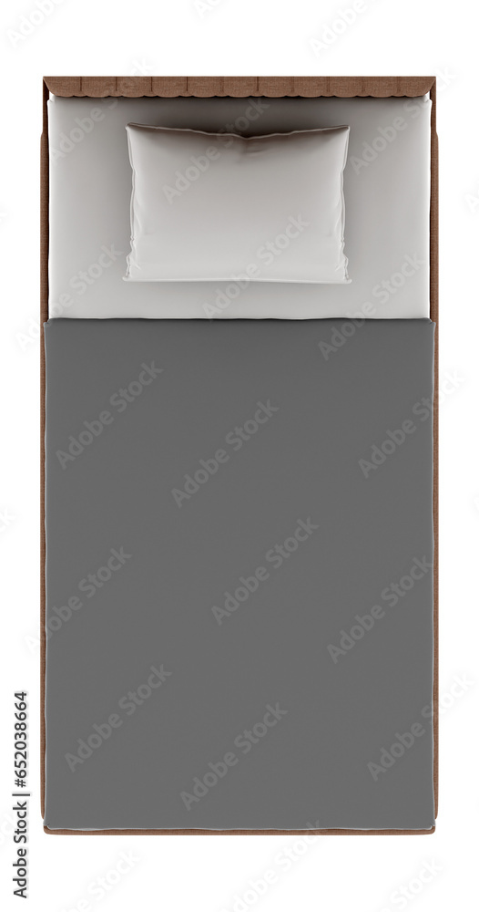 Bed Top View 3D Render with transparent background Bed Top View 3D Render with transparent background