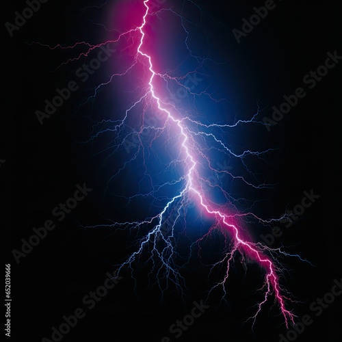 Blue and Pink Lightning on a Black Background
