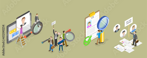 3D Isometric Flat Vector Conceptual Illustration of Human Resources, HR Management