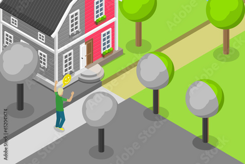 3D Isometric Flat Vector Conceptual Illustration of Positive Outlook, Optimistic Mindset and Good Mood