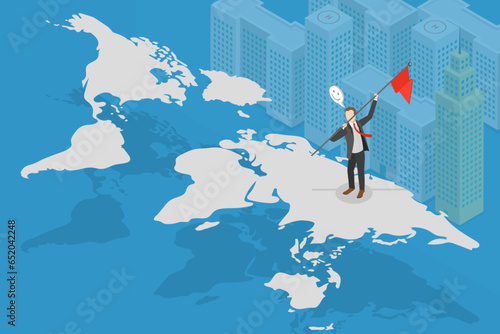 3D Isometric Flat Vector Conceptual Illustration of Business Expansion, Franchise in New Location