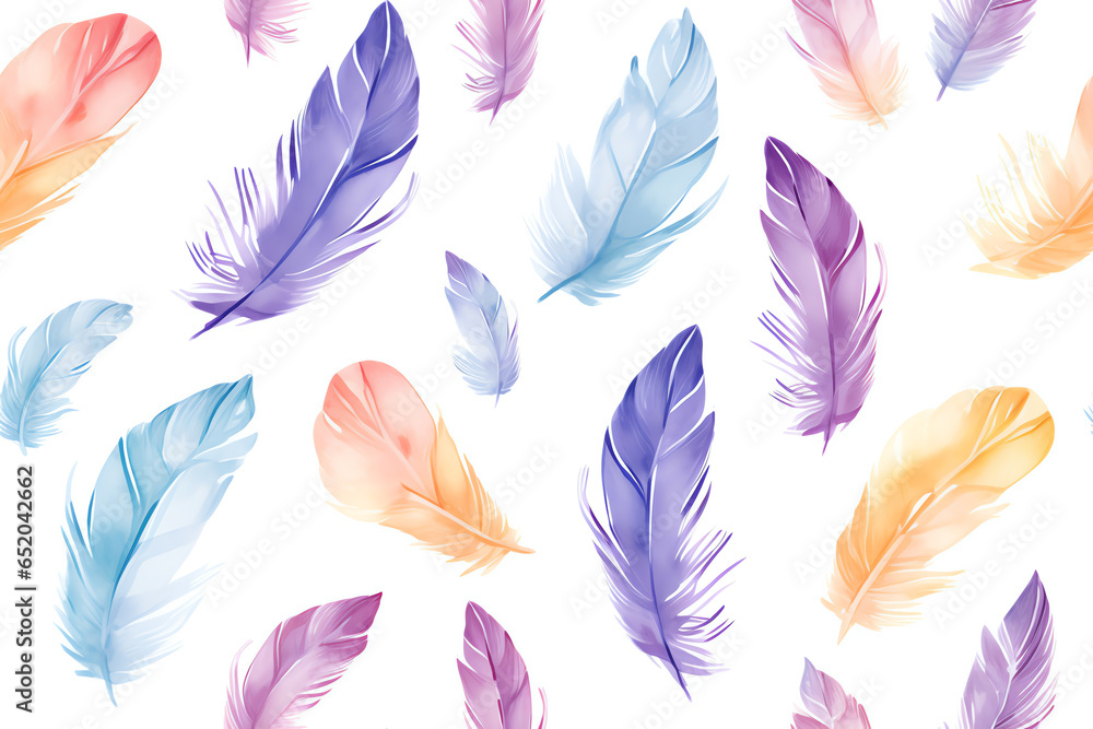 A vibrant feather pattern against a clean white backdrop A vibrant feather pattern against a clean white backdrop