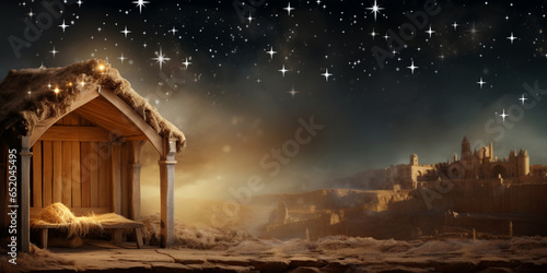 Slika na platnu Empty manger with Comet Star
