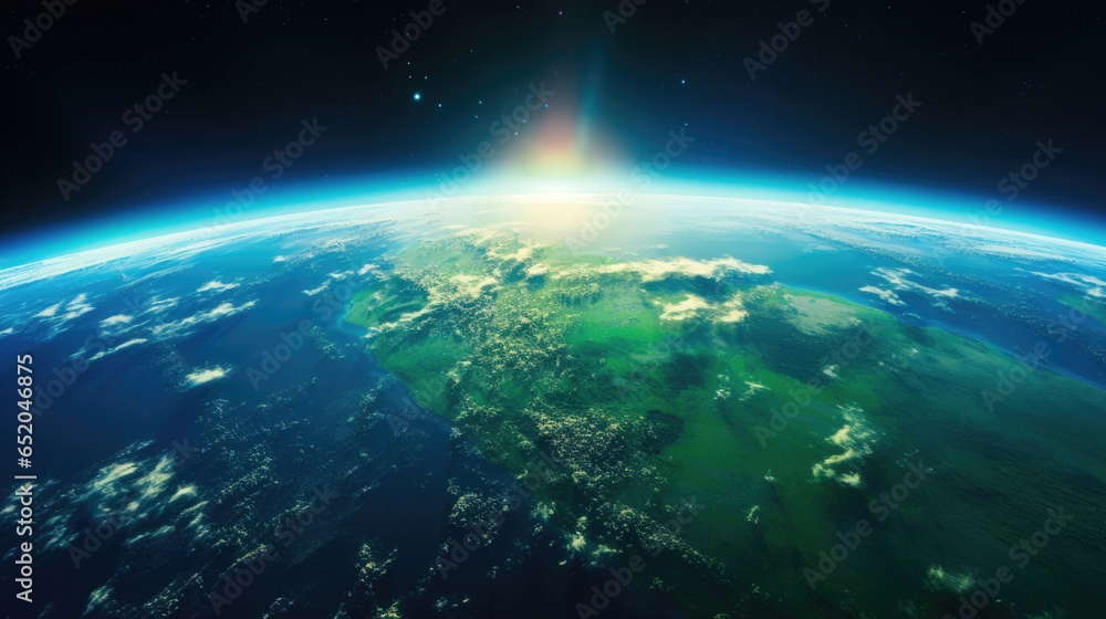Outer Space Beauty Planet Earth and Futuristic Space Scene