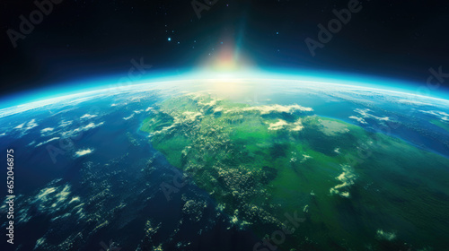 Outer Space Beauty Planet Earth and Futuristic Space Scene © Graphics.Parasite