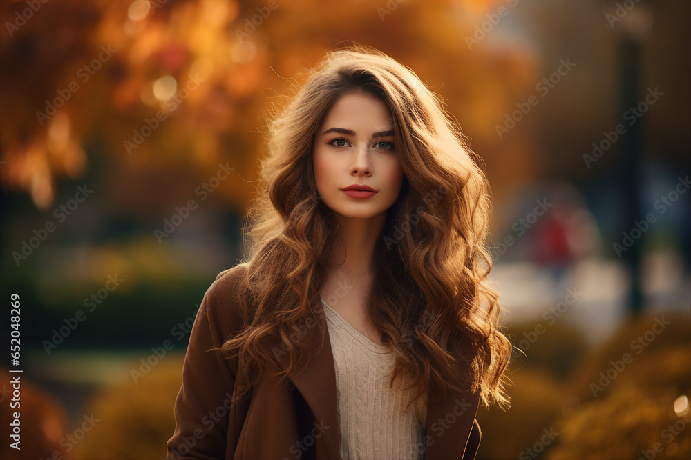 Generative Ai illustration of stunning woman surrounded by dry foliage autumn decorations background Generative Ai illustration of stunning woman surrounded by dry foliage autumn decorations background