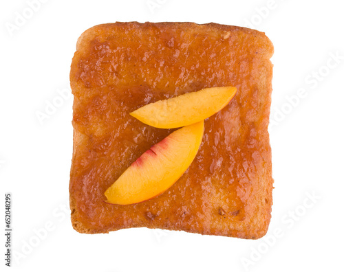toast with apricot waiting on a white background