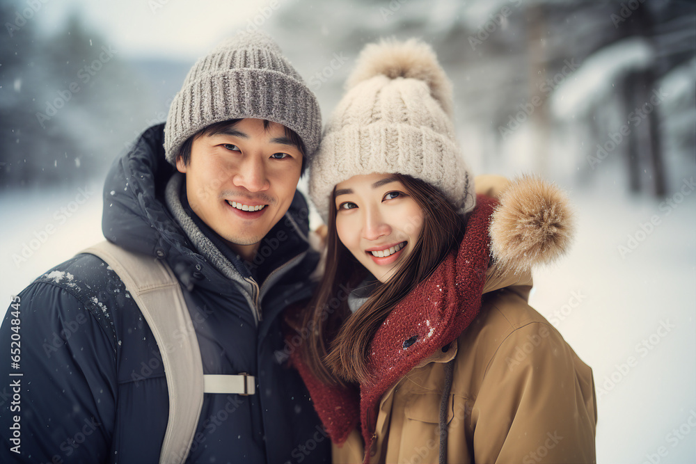 Image generative AI concept of young happy sweet couple in love walking cuddling in the park Image generative AI concept of young happy sweet couple in love walking cuddling in the park