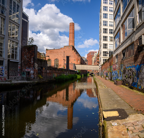 Canvas Print Industrial area along Rochdale Canal in Manchester UK