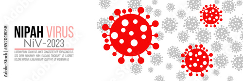 Nipah virus concept. illness outbreak. pandemic. Microscope virus close up Design for poster banner social media post