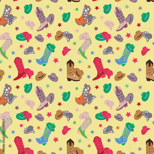 Cowgirl boots seamless vector pattern.