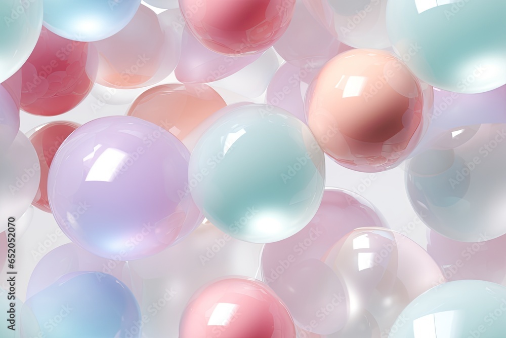 Seamless background of colorful 3d spheres of different sizes 
