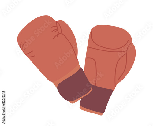 Pair of leather boxing gloves protective sportswear for practicing punching isolated on white