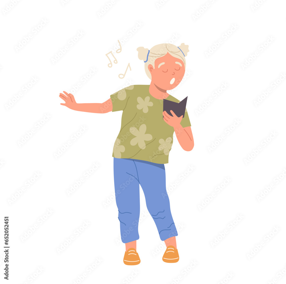 Little girl child church choir preschool performer singing song vector illustration isolated on white Little girl child church choir preschool performer singing song vector illustration isolated on white