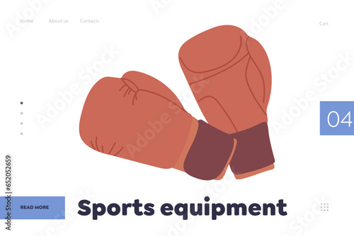 Sports equipment online shop store landing page template with boxing leather gloves design