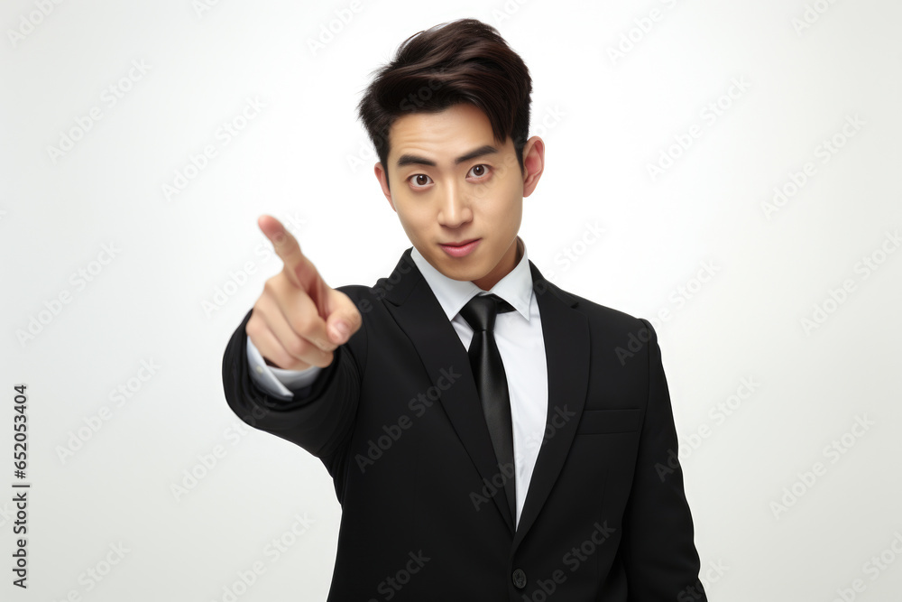 Professional businessman in suit pointing directly at camera. This image can be used to convey confidence, leadership, and communication in business or corporate settings. Professional businessman in suit pointing directly at camera. This image can be used to convey confidence, leadership, and communication in business or corporate settings.