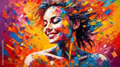 colorful woman painting for wallpaper or background