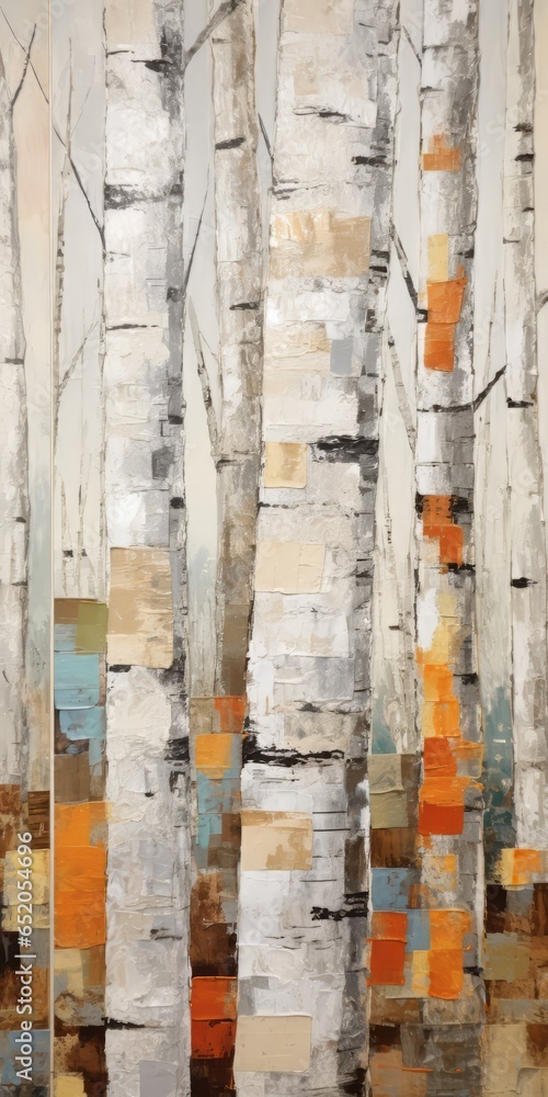 Abstract colorful geometric illustration of birch trees, birch tree forest, vertical or portrait aspect ratio. Generative AI.
Abstract colorful geometric illustration of birch trees, birch tree forest, vertical or portrait aspect ratio. Generative AI.