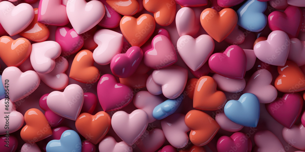 Abstract background with colorful 3d bright hearts Abstract background with colorful 3d bright hearts