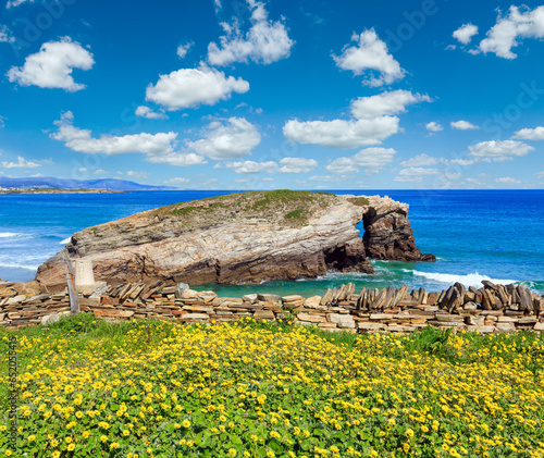 Atlantic Ocean coastline landscape, view from Silencio beach in Cudillero, Asturias, Spain. Five shots stitch high-resolution  image.