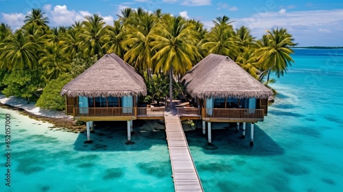 holiday homes on Maledives, ai generated