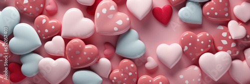 Abstract background with colorful 3d bright hearts