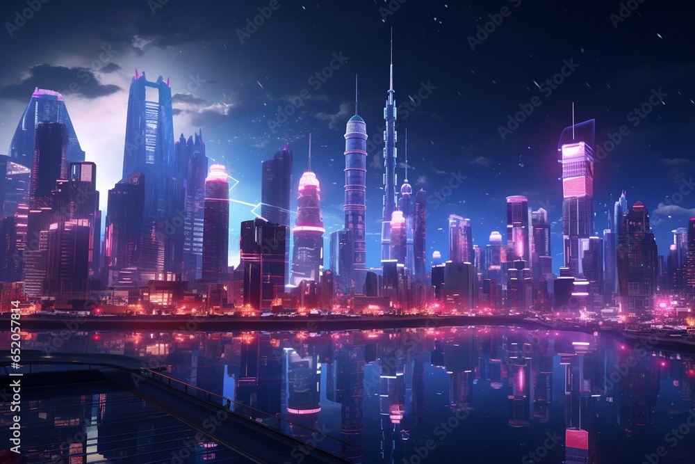country skyline at night, Generative AI