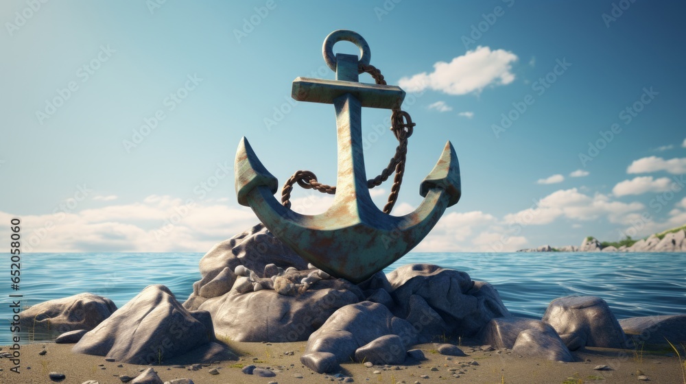 Fototapeta premium sea anchor illustration AI generated.