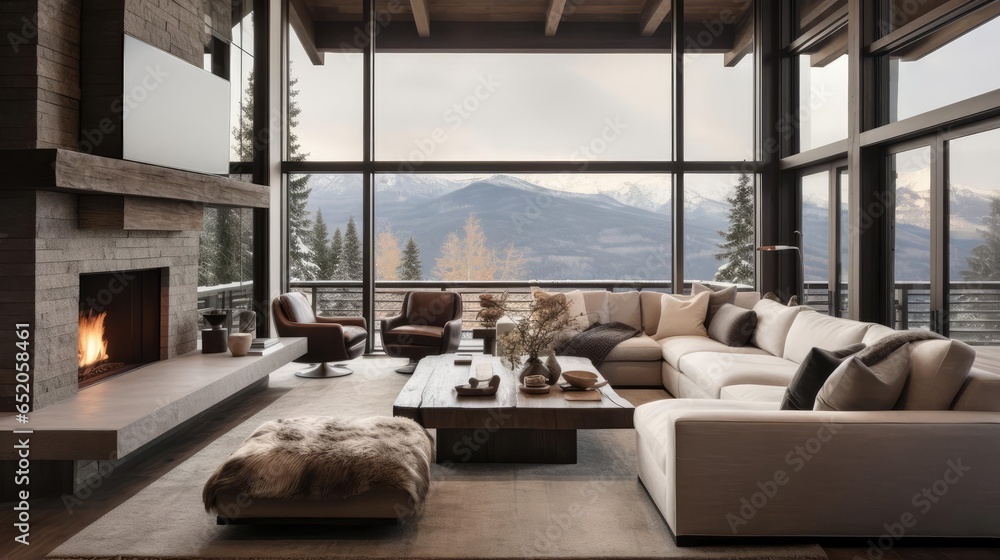 Modern luxury chalet in the mountains living room Modern luxury chalet in the mountains living room