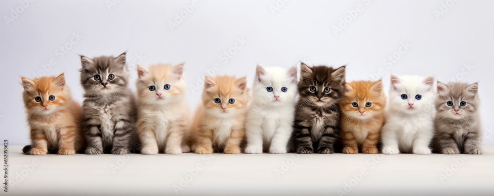 kittens of different breeds on white background made with generative AI