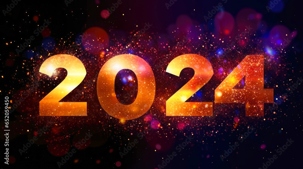 2024 Happy New Year, Sparkles, glitter, banner background 2024 Happy New Year, Sparkles, glitter, banner background