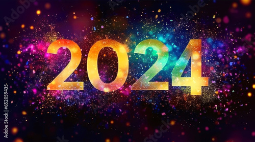 2024 Happy New Year, Sparkles, glitter, banner background