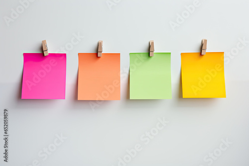 A group of colorful posted notes in a row