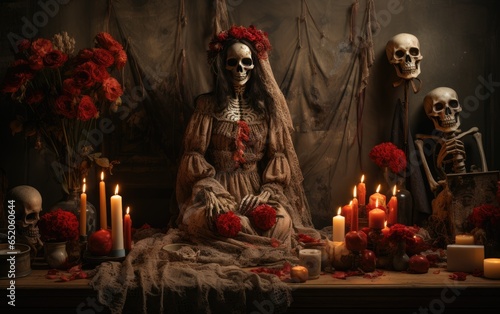 Altar in honor of the Day of the Dead, commemoration of the deceased