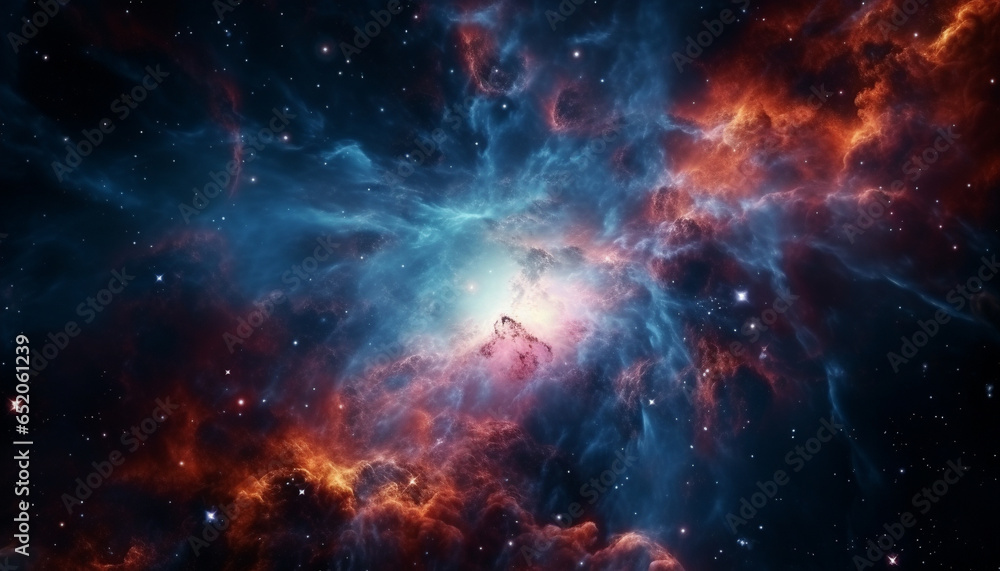 nebula in galaxy colorful clouds space background, made with Generative AI