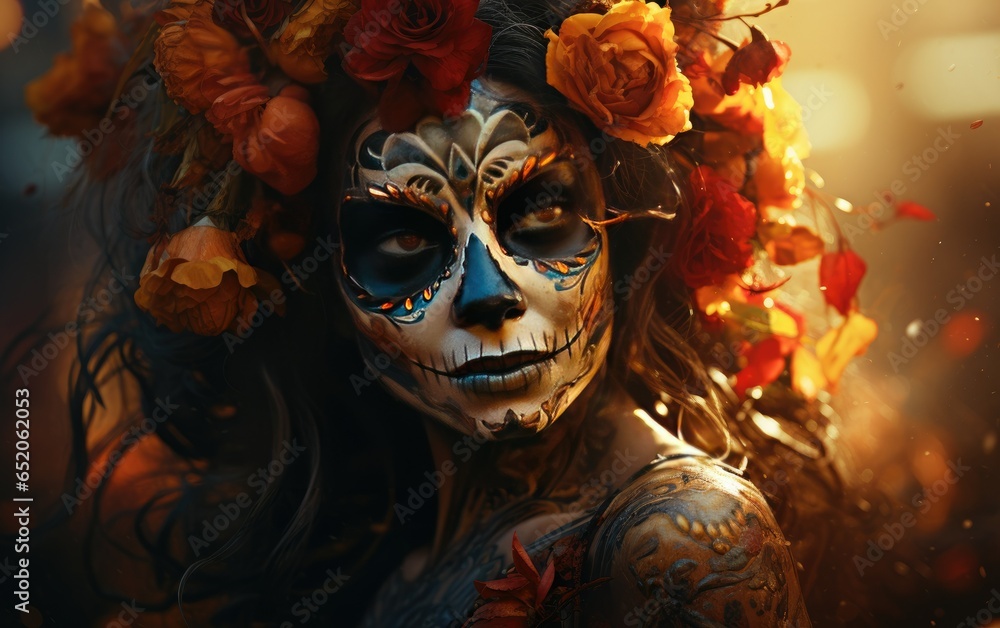 A flower altar in honor of the Day of the Dead