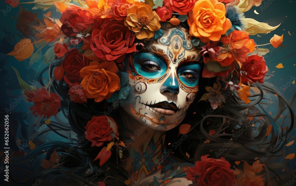 A flower altar in honor of the Day of the Dead