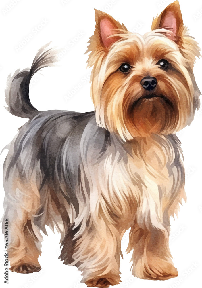 Yorkshire terrier dog watercolour illustration created with Generative AI technology Yorkshire terrier dog watercolour illustration created with Generative AI technology