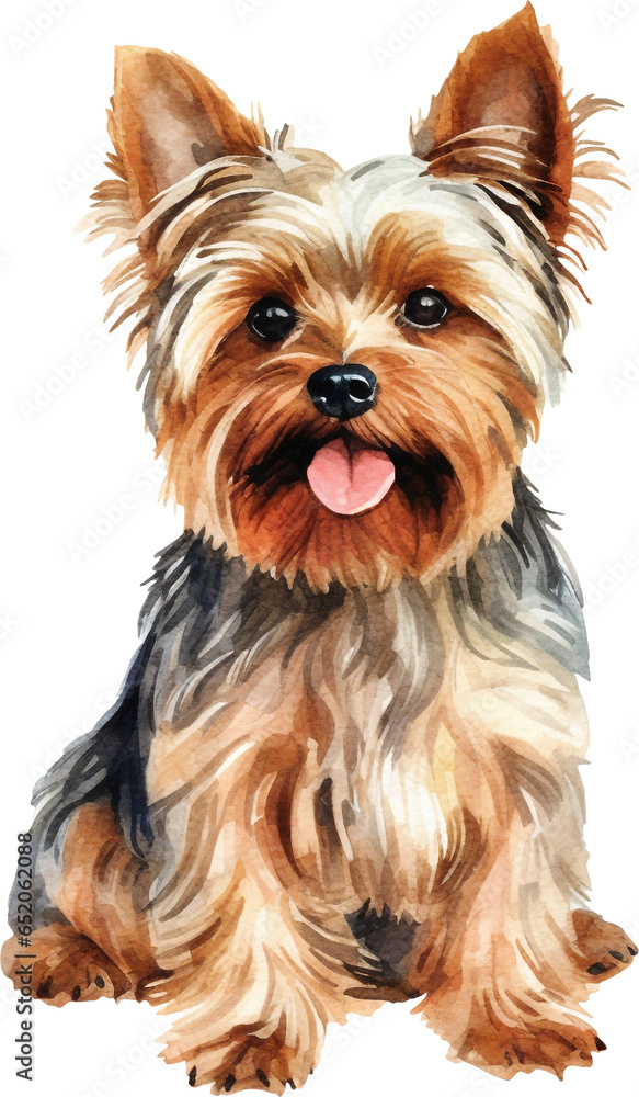 Yorkshire terrier dog watercolour illustration created with Generative AI technology