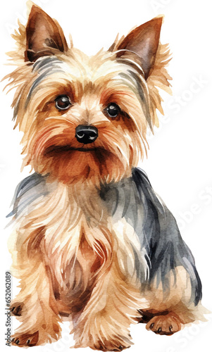 Yorkshire terrier dog watercolour illustration created with Generative AI technology