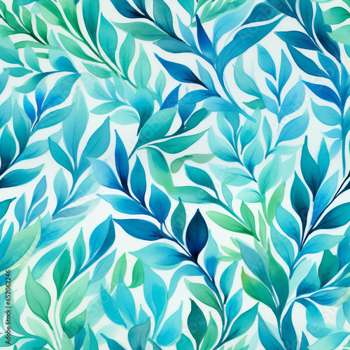 Leaves repeat seamless pattern background in watercolor and acrylic style