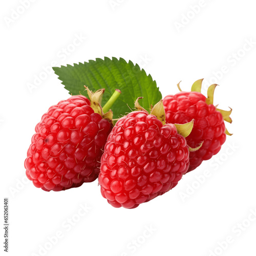 Raspberry trio, a burst of flavor and color, isolated on white background
