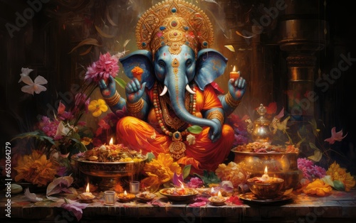 Ganesha and his elephant head. Composition in honor of the Day of the Dead © Mike