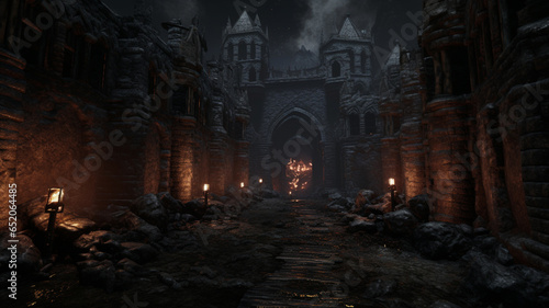 dark castle with a scary atmosphere
