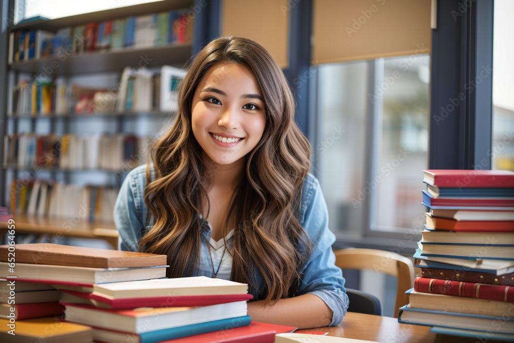 Portrait of a student studying in class. Portrait of a student studying in class.