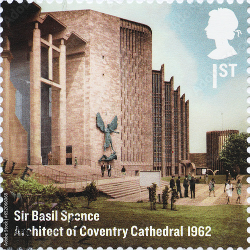 Coventry Cathedral by Sir Basil Spence on british postage stamp
