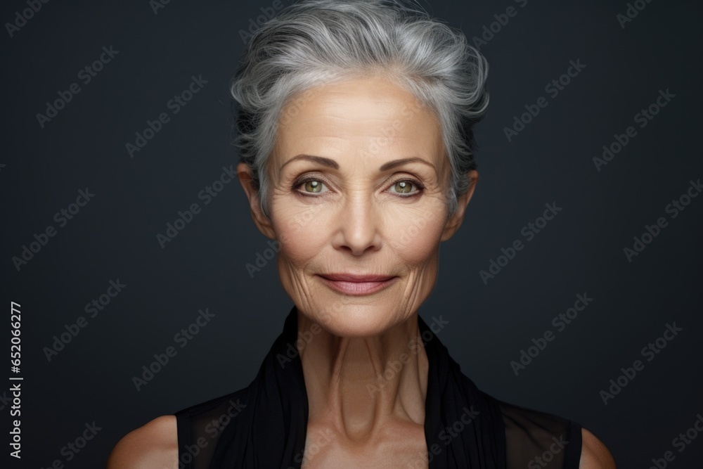 Elegant and stylish portrait of retirement age woman, anti-ageing, older age, gray colored hair, glamour, elderly fashion , confident personality, attractive maturity, older generation . Elegant and stylish portrait of retirement age woman, anti-ageing, older age, gray colored hair, glamour, elderly fashion , confident personality, attractive maturity, older generation .