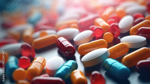 Large veriety of pills and other pharmaceuticals. generative AI