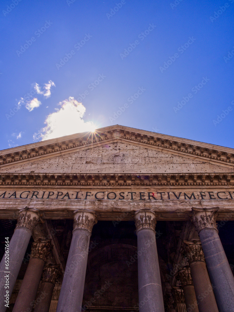 The Pantheon under blue sunny sky, Rome, Italy